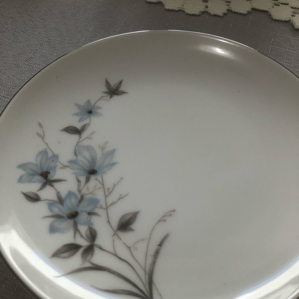 Elegant Floral White and Blue Bread Plate